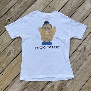 Men's Vintage George W. Bush "Dick-Tater" T-Shirt White Size L- RARE!